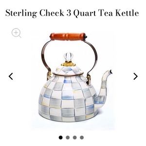 3 quart Sterling Check Mackenzie Childs Tea Kettle